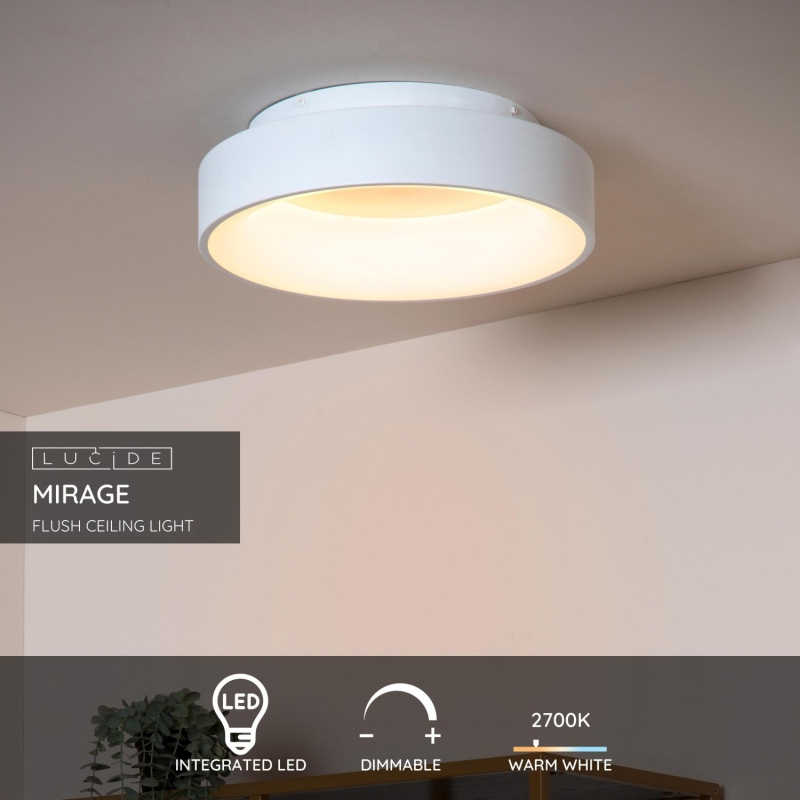 Lucide MIRAGE - Zapustené stropné svietidlo - Ø 38 cm - LED Dim. - 1x18W 2700K - Biela